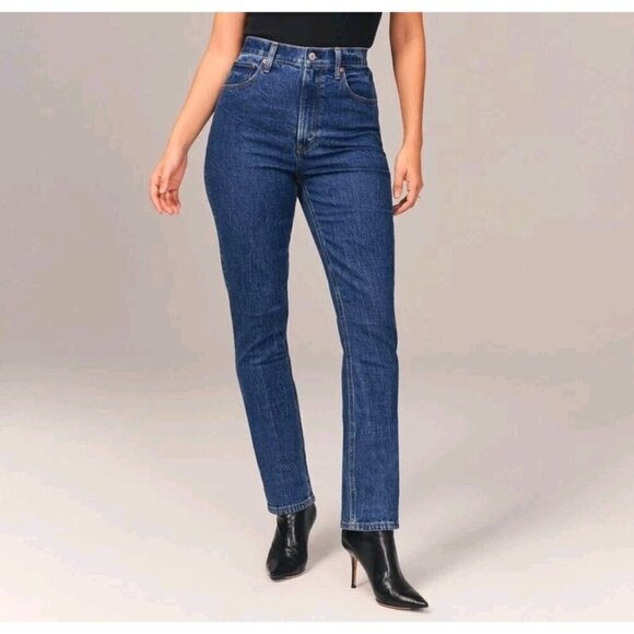 Abercrombie & Fitch A&F The 90's Slim Straight Ultra High Rise Jean Size 34/18 S - Picture 1 of 13